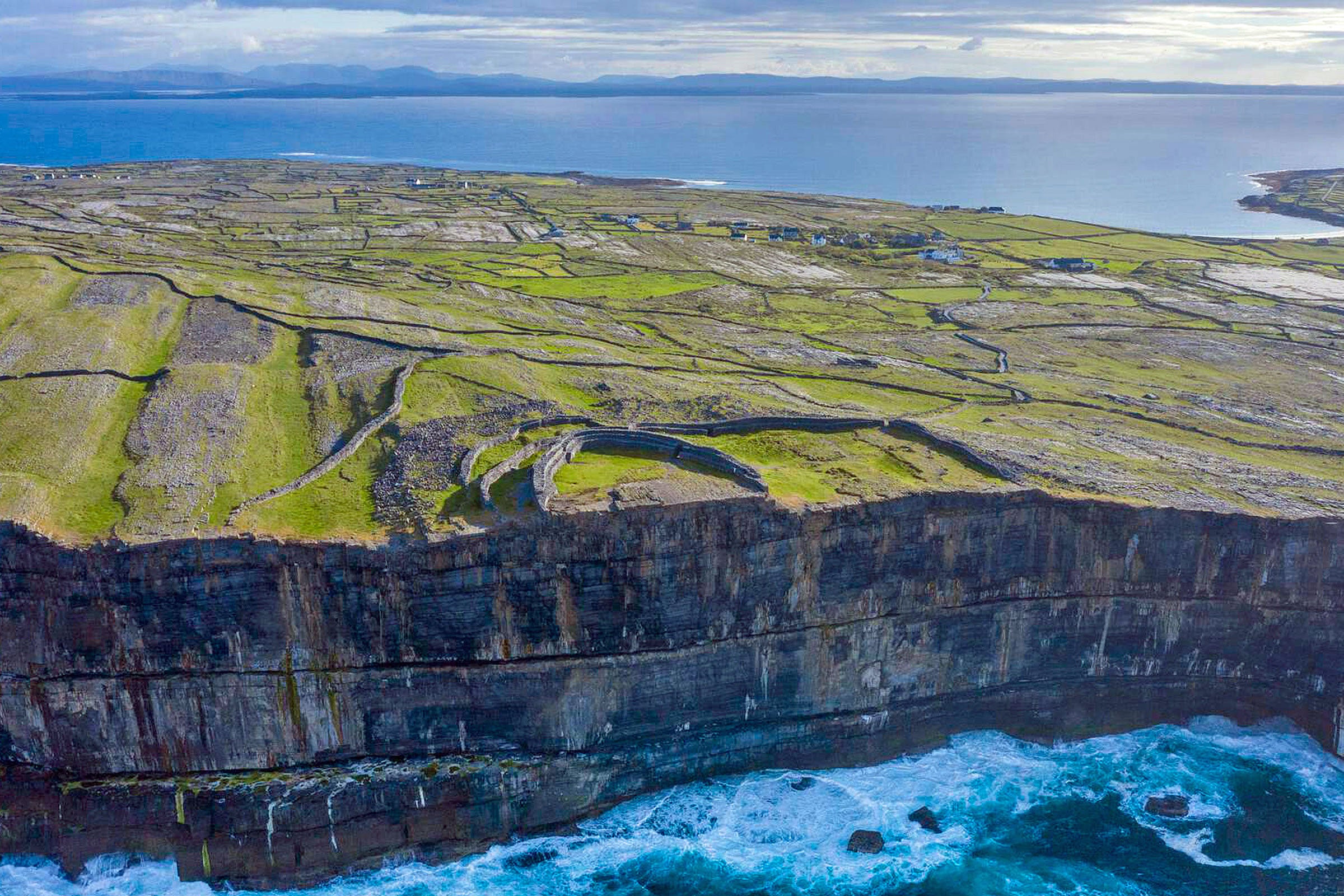 Aerial View of Dún Aonghasa, Inishmore, Aran Islands, County Galway
