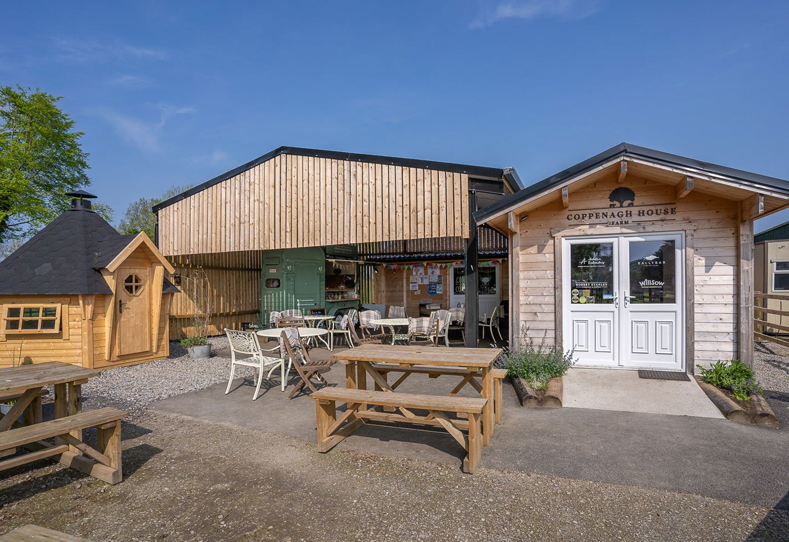 Coppenagh House Farm view of the shop and coffee barn next door