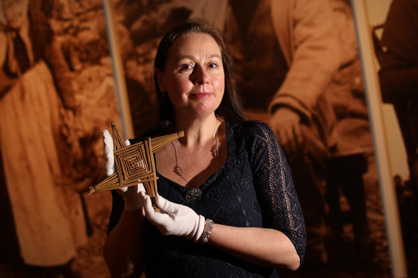 Four-armed St Brigid's cross, Brídeog and three-armed St Brigid's cross. NMI Collections F:1942.1887, F:1977.27 and F:1950.299