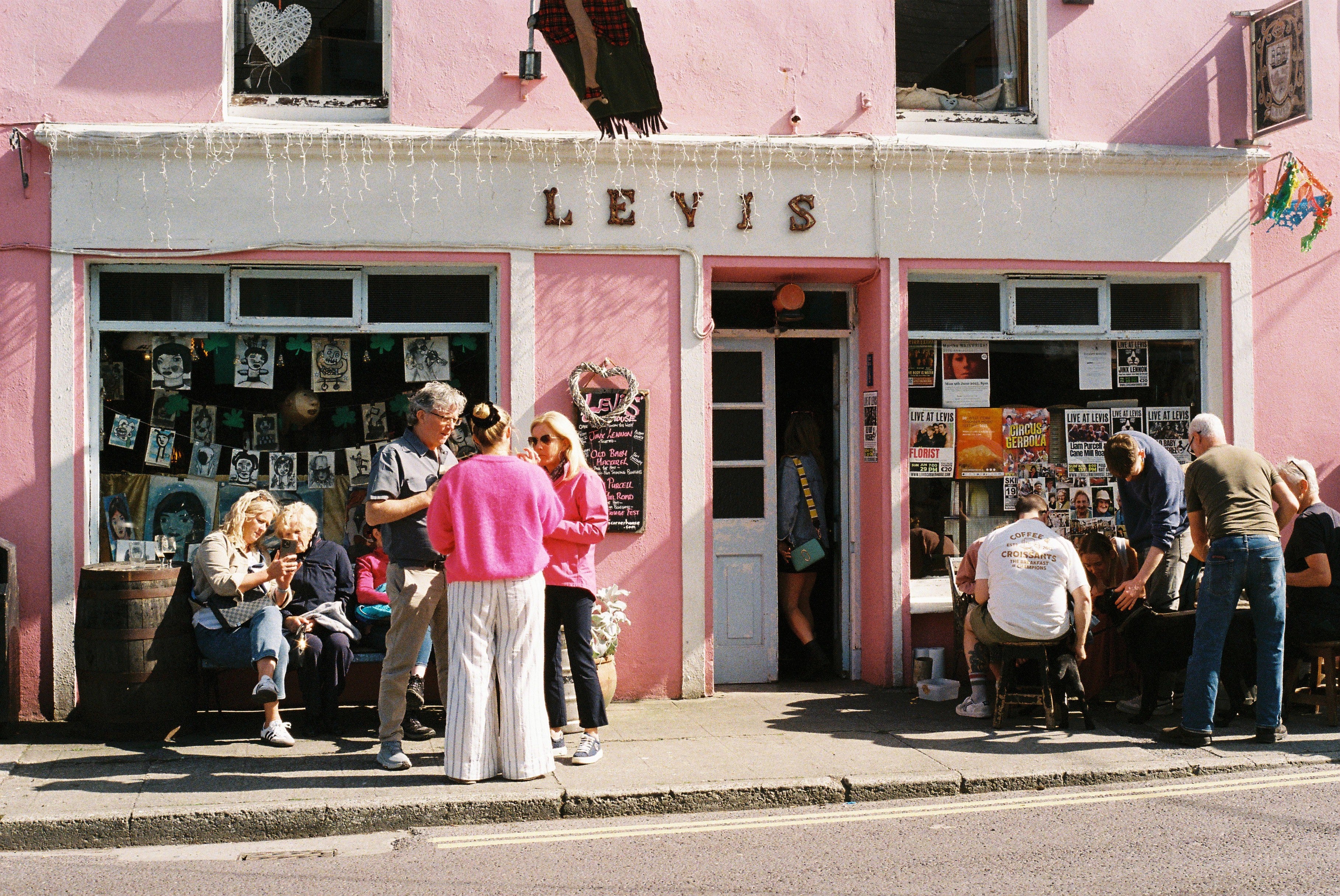 People gathered outside at Levis' Corner House in Ballydehob, County Cork.