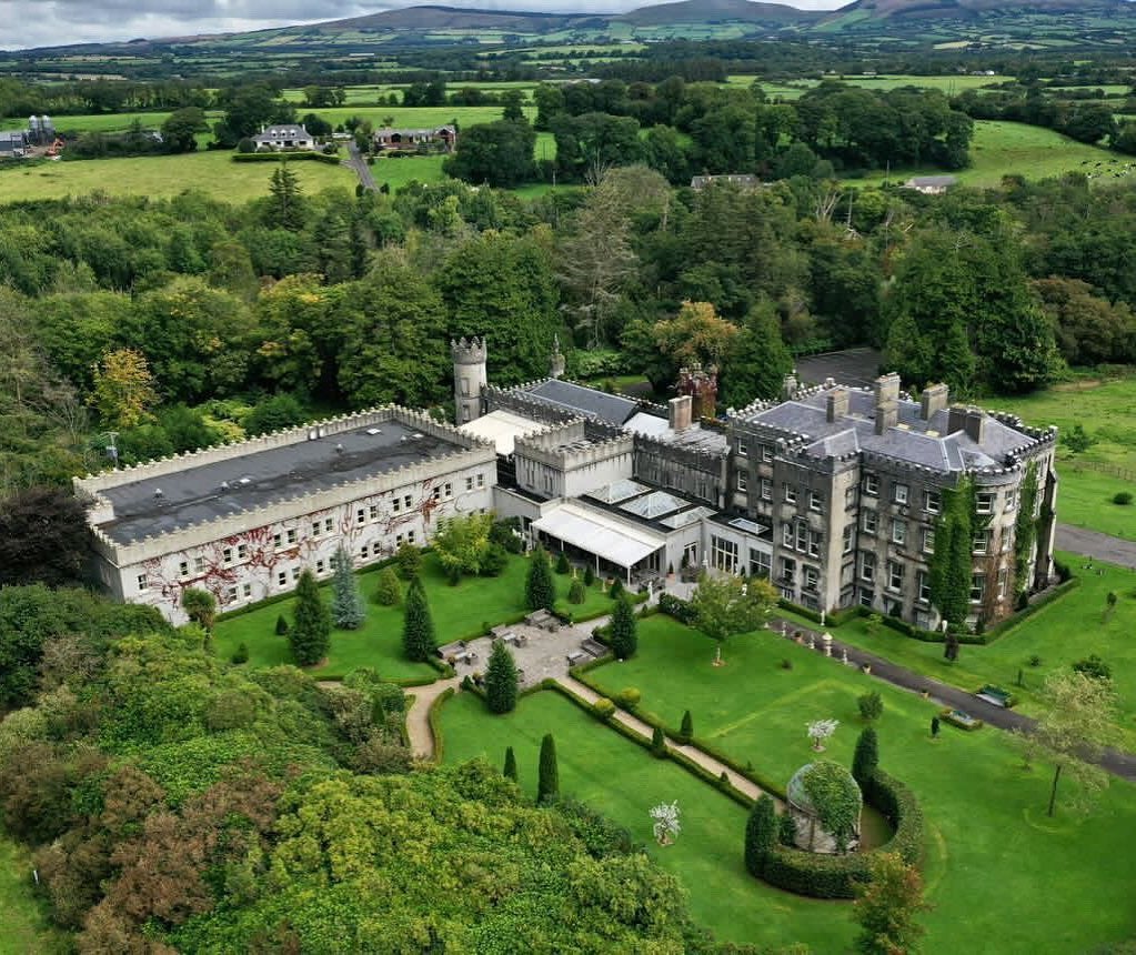 Aerial view of Ballyseede Castle in Kerry
