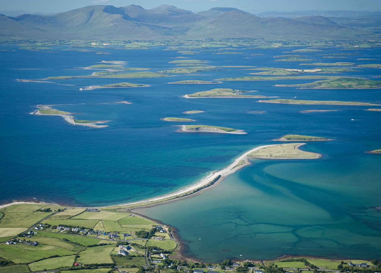 View of Clew Bay with Croagh Patrick in the background