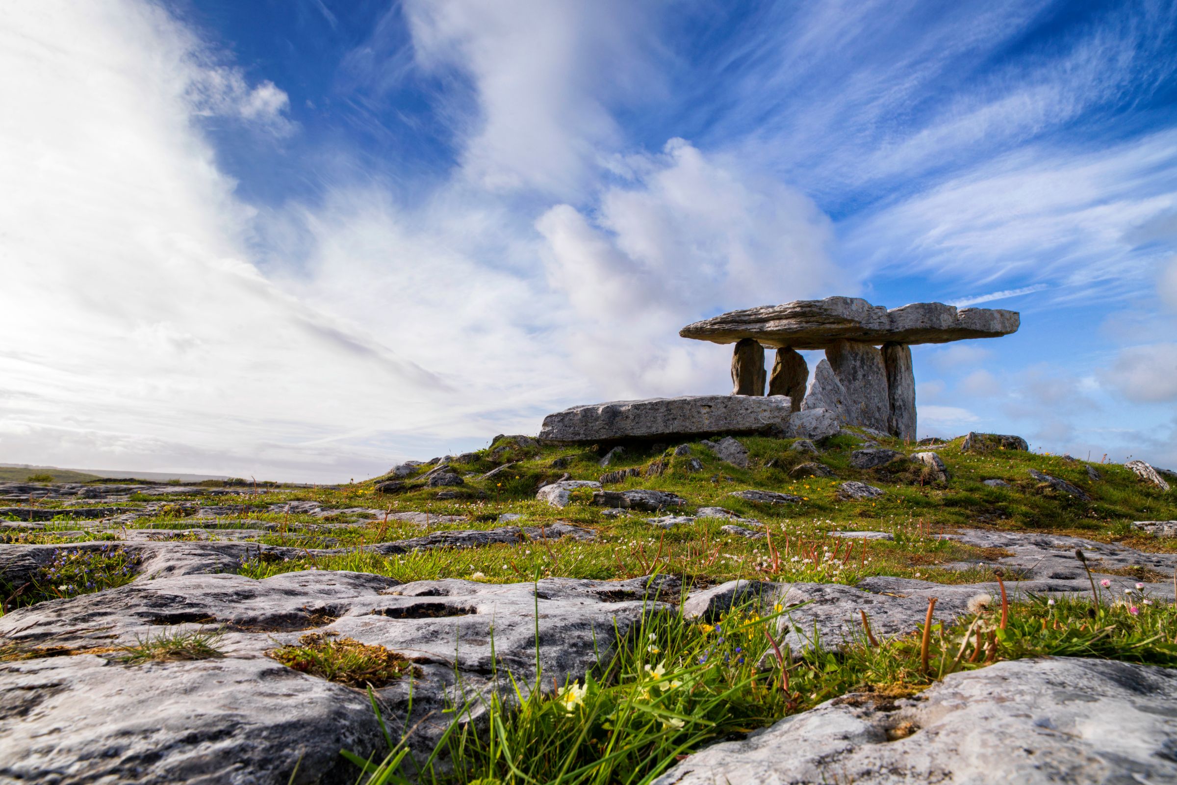 Blue skies above the Burren and Poulnabrone Dolmen, Clare