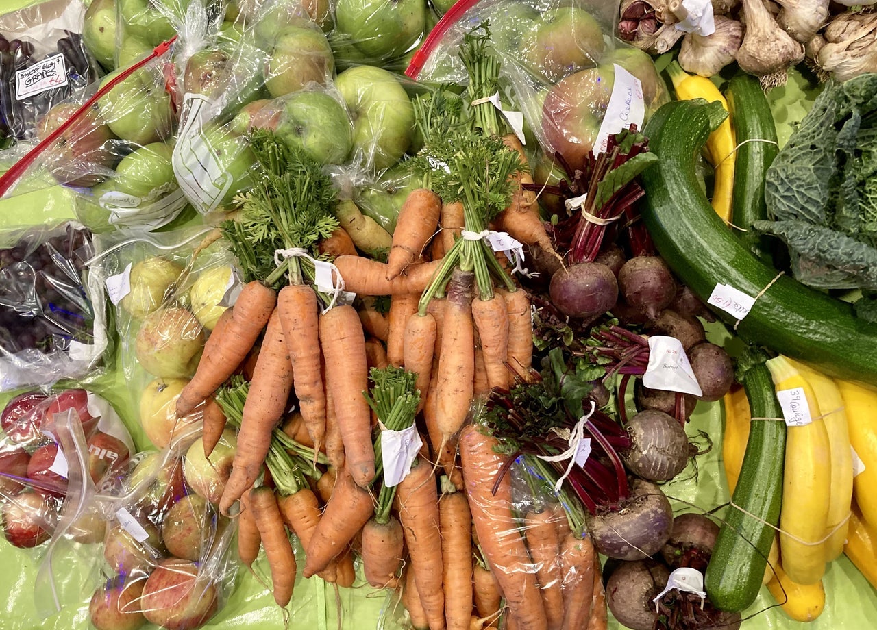 A selection of colourful vegetables on display