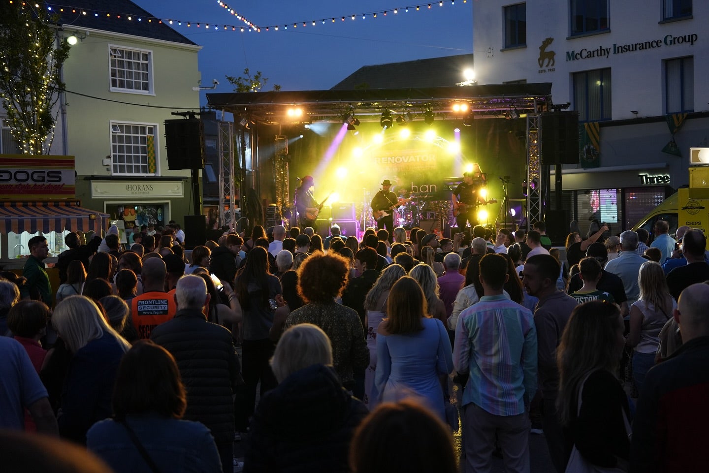 Band performing on the Square Stage in Tralee as part of Féile Thrá Lí Tralee Street Fest.