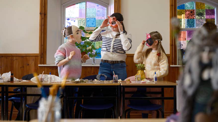 Kids making masks in Kerry