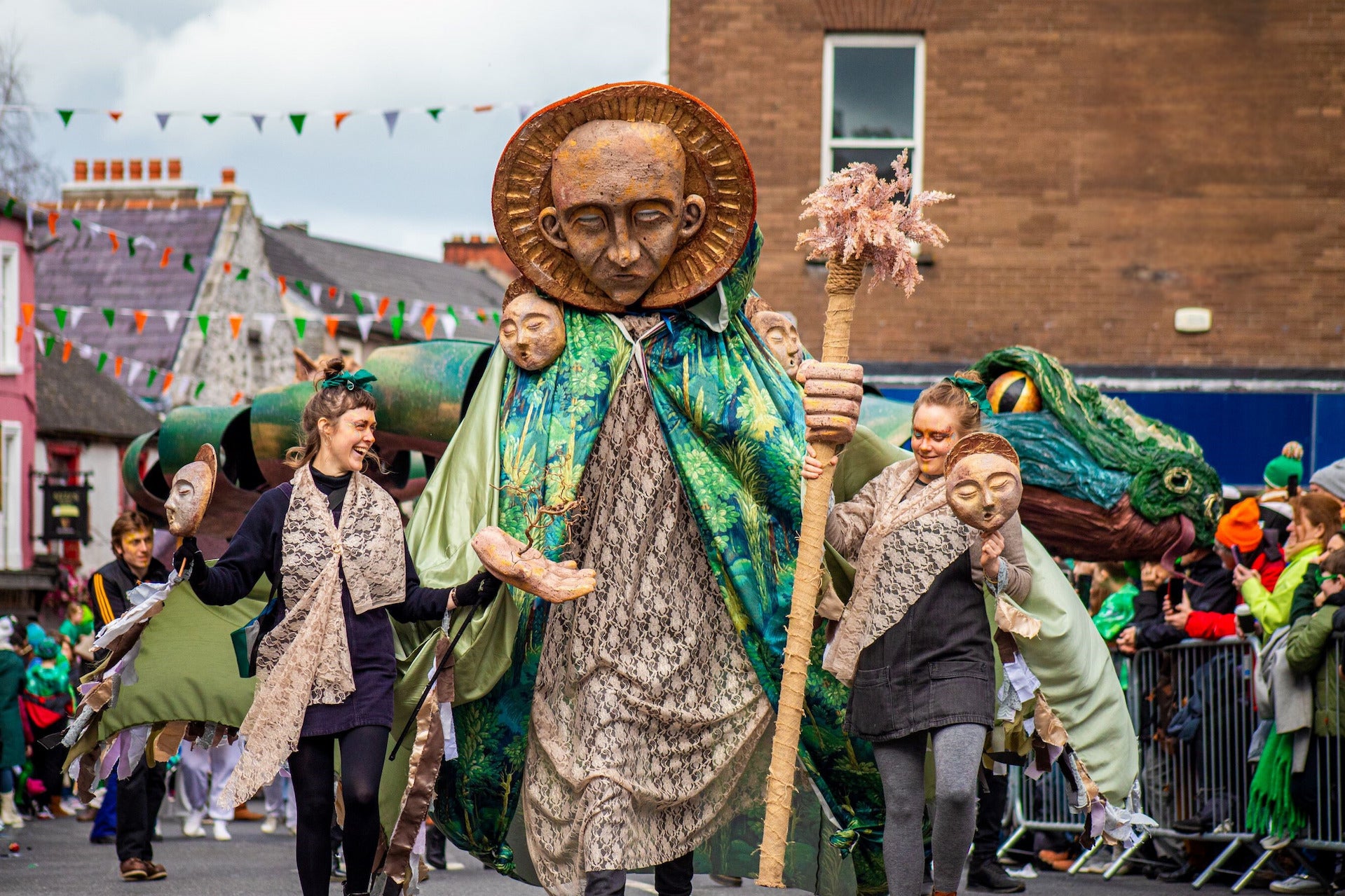 Puppetry and pageantry at the Kilkenny St. Patrick's Day Parade at St. Patrick's Festival Kilkenny. Puppets by Bridget Ní Dhuinn.