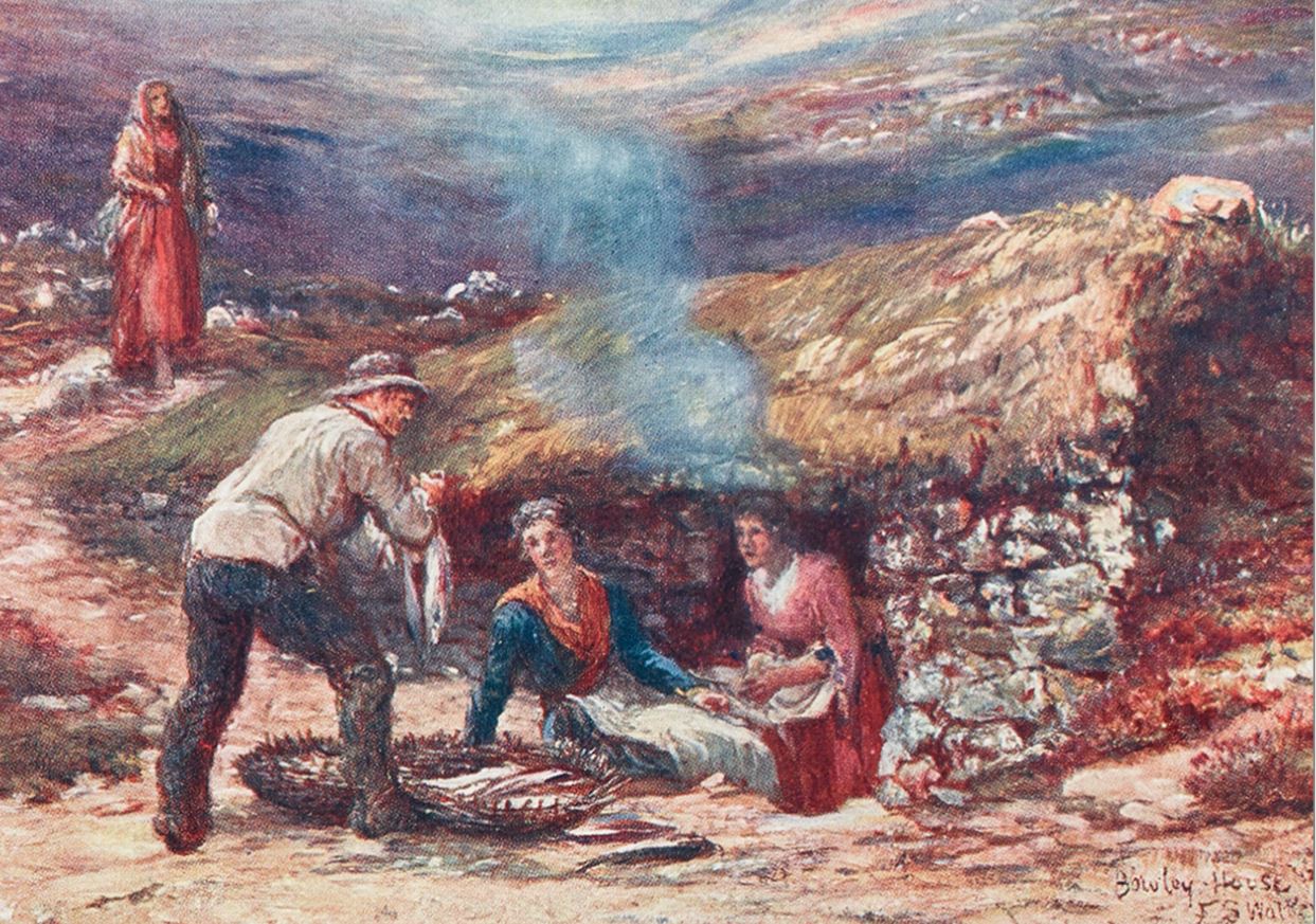 ‘A Home in Achill' 1905. Francis Sylvester Walker’s late 19th century watercolour of a booley house on Achill. Reproduced courtesy of National Library of Ireland