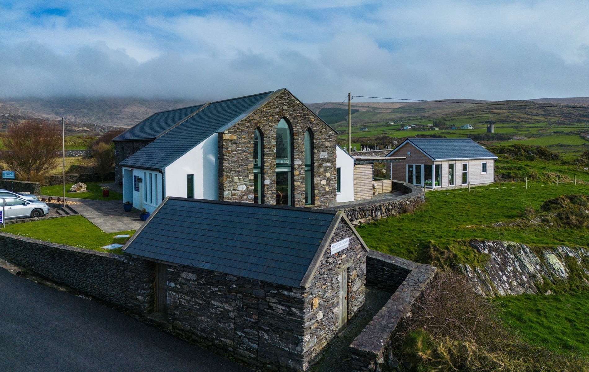 Exterior of a large building that resembles a church