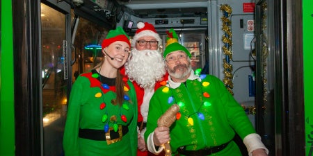 Santa and his helpers welcoming visitors of all ages onboard for some carols, jokes, stories, and lots of cheer! Gain the best views of Dublin's landmarks, beautifully decorated in creative and colourful ways for a limited time only.