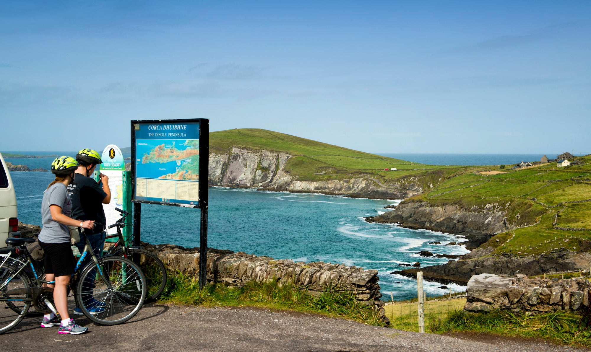 Cyclists at Slea Head in Dingle, Co Kerry