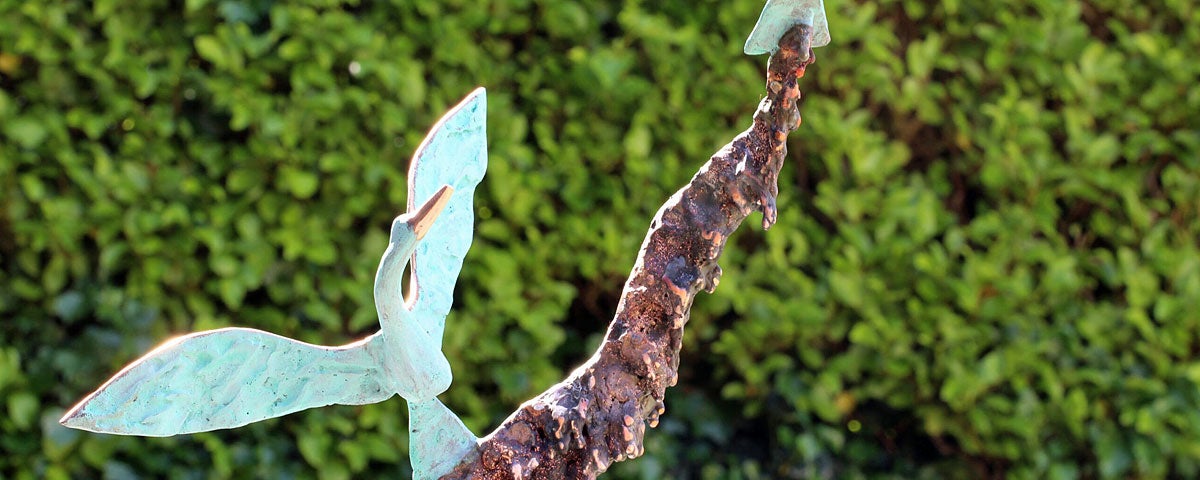 Designyard Liam Butler copper sculpture of swans in flight