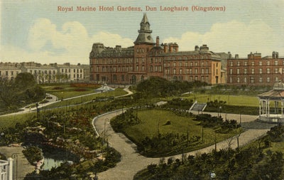 The Royal Marine Hotel opened in 1865. It became a stopping-off point on the journey to and from London, and also helped to establish Kingstown as a major holiday centre. The luxurious hotel attracted many aristocratic and royal guests.