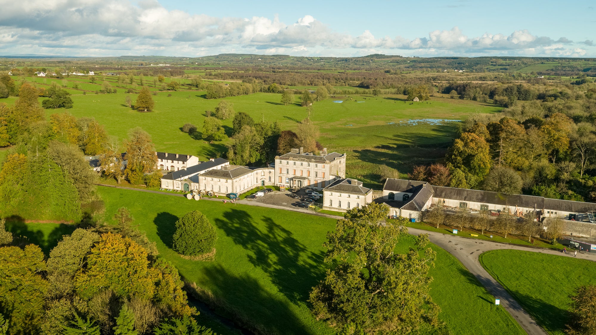 Aerial view of Strokestown Park House and Gardens in Co Roscommon