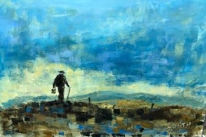 Man walking on hills