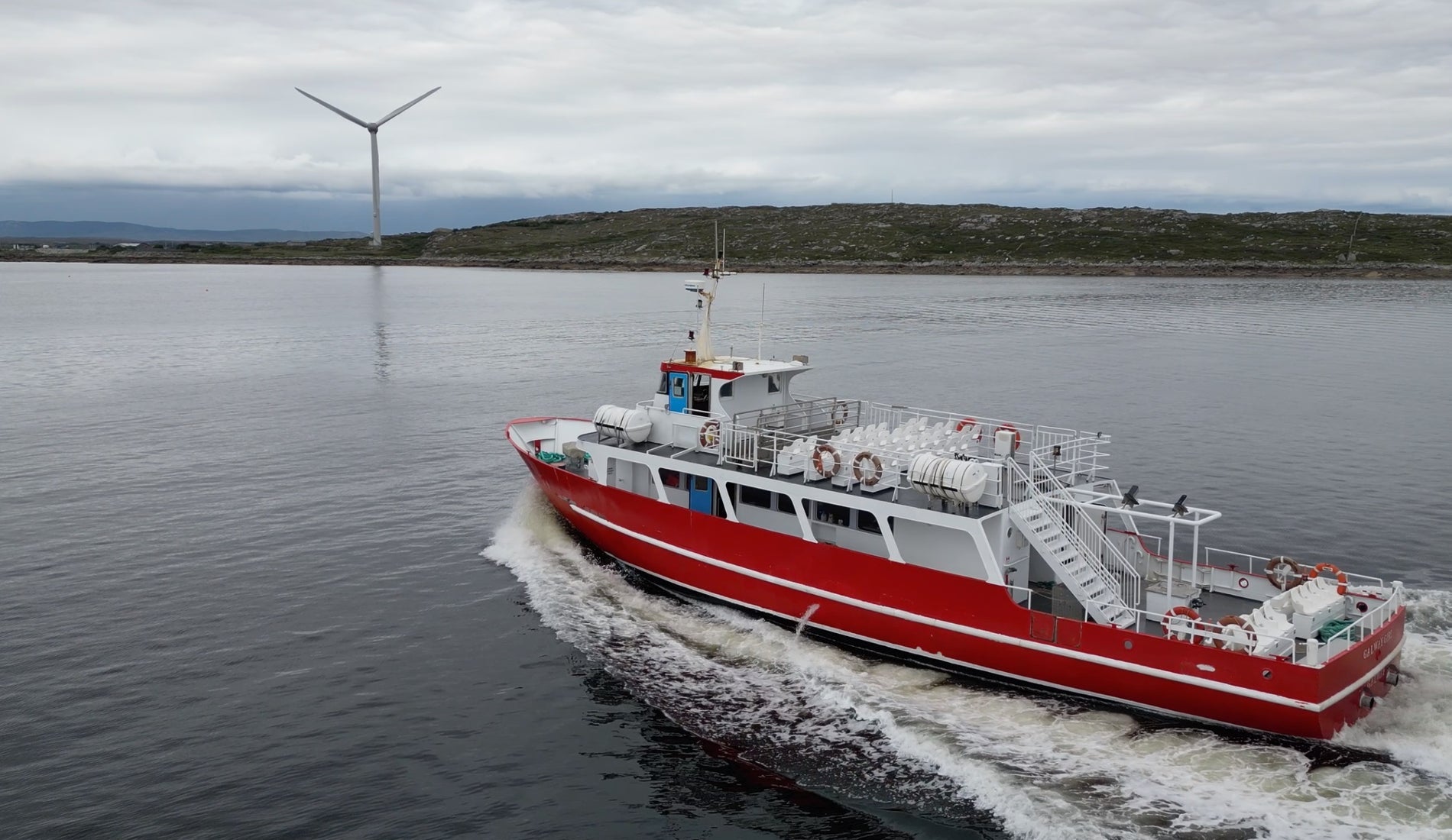 A view of the Galway Girl Cruises boat out on the water
