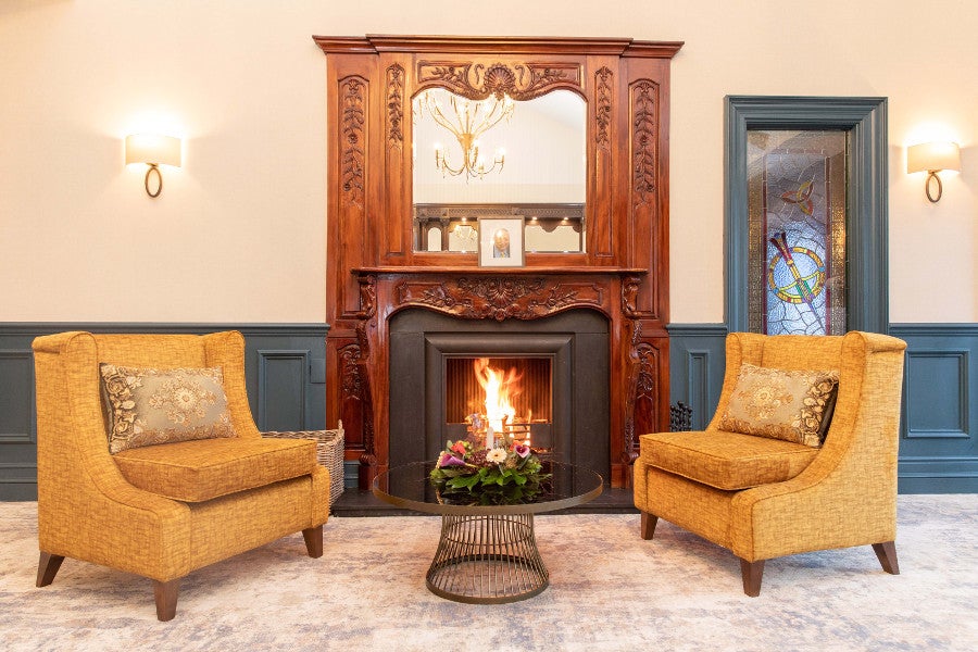 Seating area with table and chairs