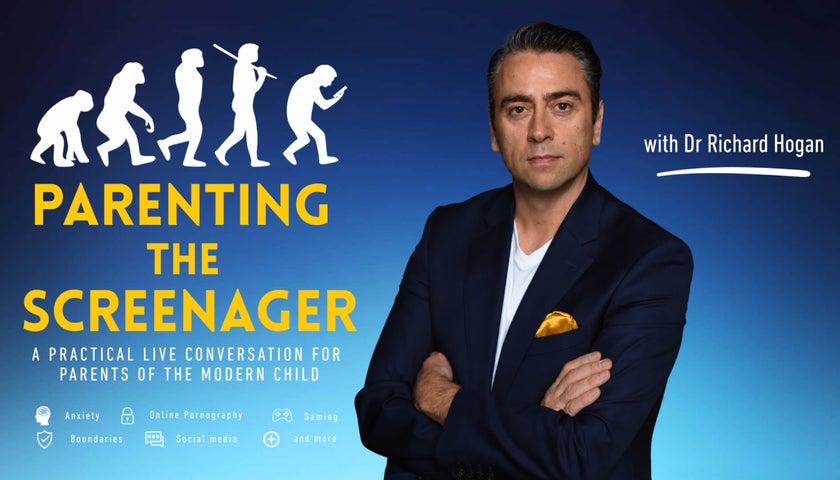 This image shows Dr Richard Hogan posing for his show Parenting the Screenager