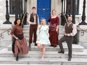 Celtic Exodus - Leah Barniville (centre with Irish dancers) plays the lead role of Sarah who flees to the hills to avoid her unwanted betrothal and falls in love with rebel Sean (Colm Quinn), during the suffering of the Great Irish Famine