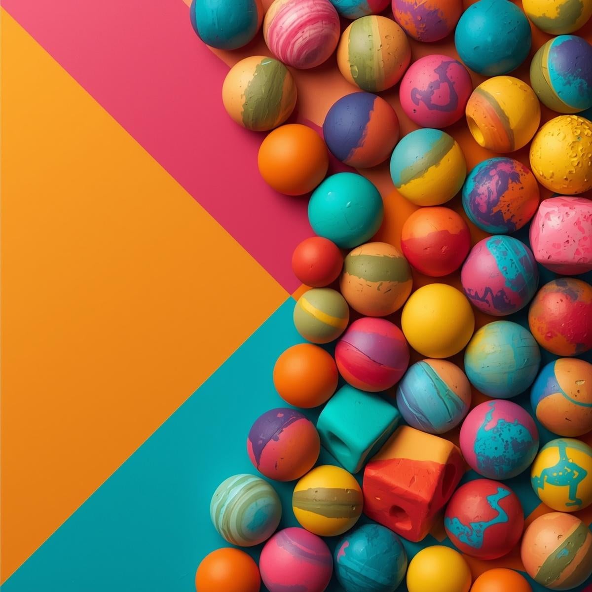colourful beads of yellow, blue and pink