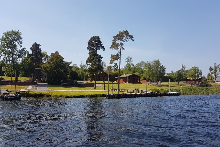 View of cabins from the river