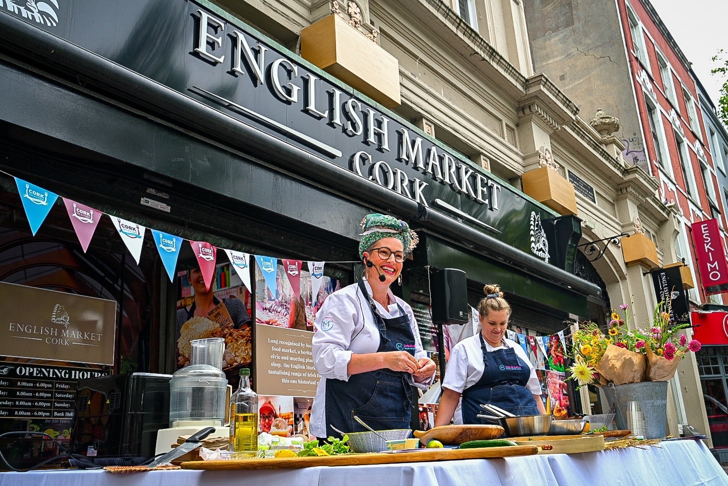 Chefs doing a cooking demonstration at the 2023 Cork on a Fork festival in Cork city