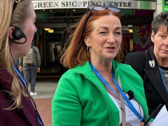 Laura explaining about the changes to Grafton Street and about the new proposed Stephens' Green Shopping Centre.