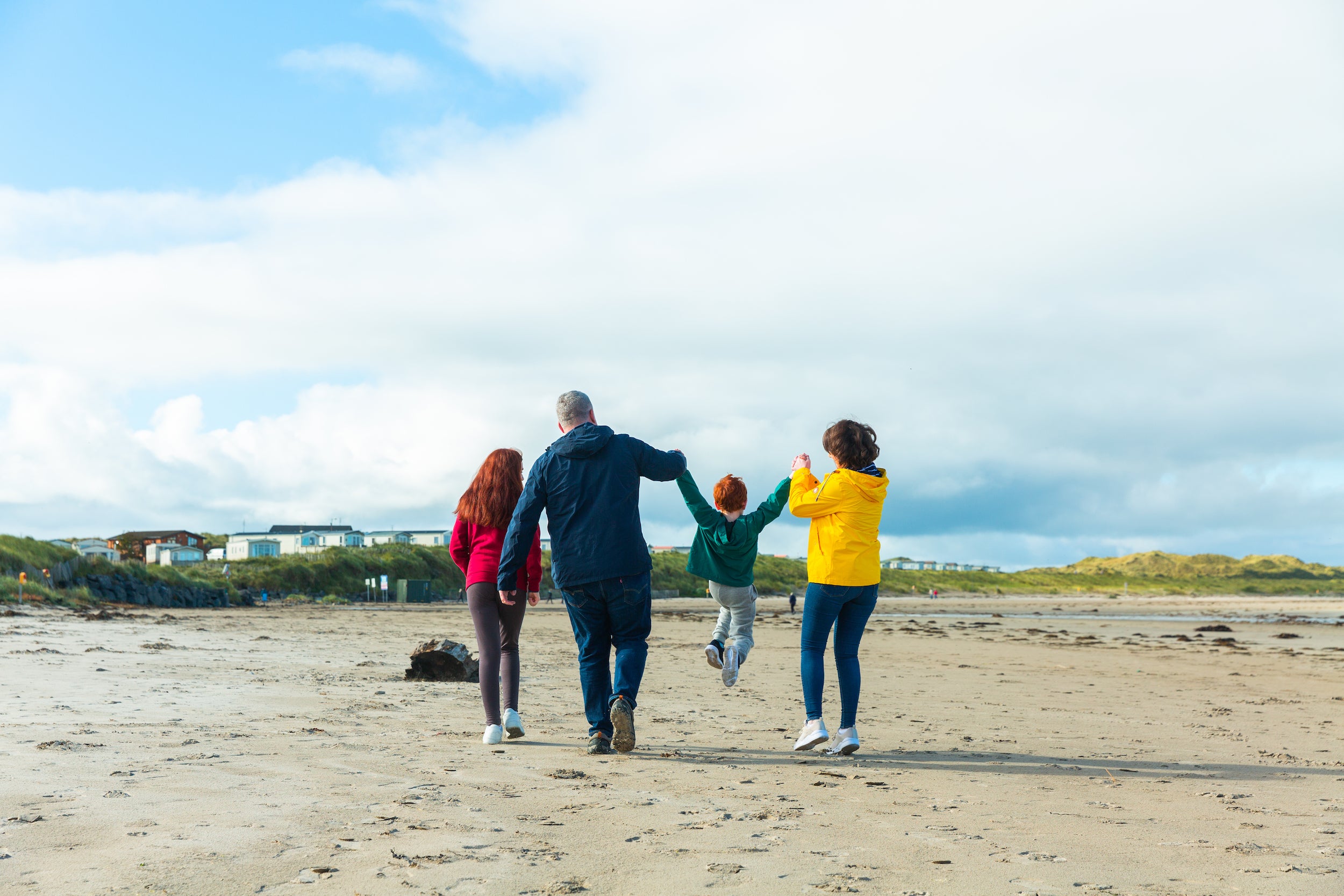A family on Enniscrone Beach in Co Sligo.