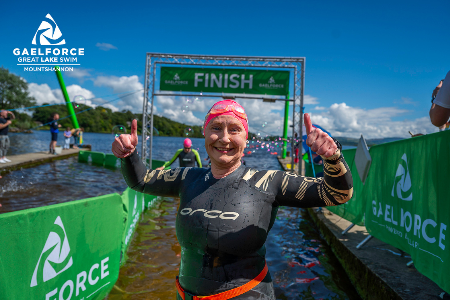 In water finish line on the banks of Lough Derg.