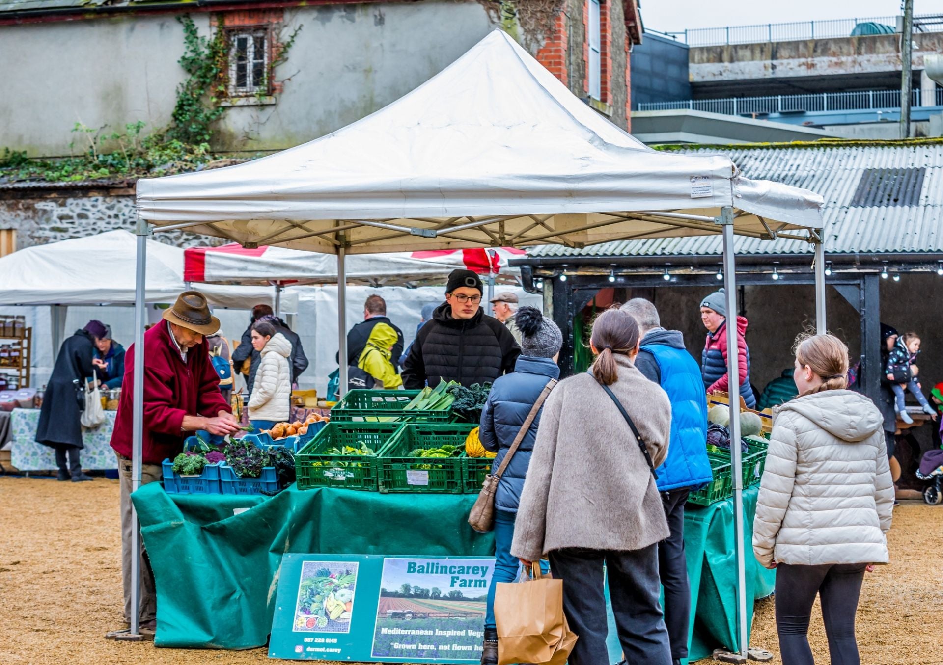 A stall selling vegetables at Naas Farmers Market