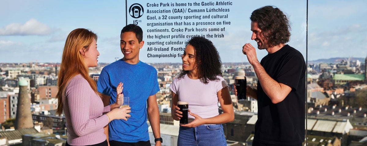People enjoying a drink in the Gravity Bar at the Guinness Storehouse