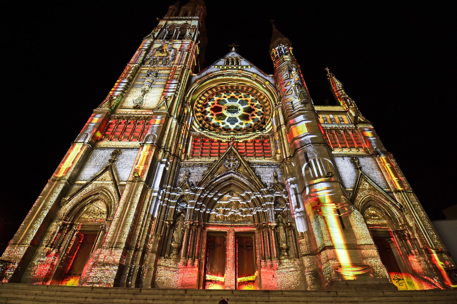 A light installation on St Peter's Church in Drogheda, Co Louth