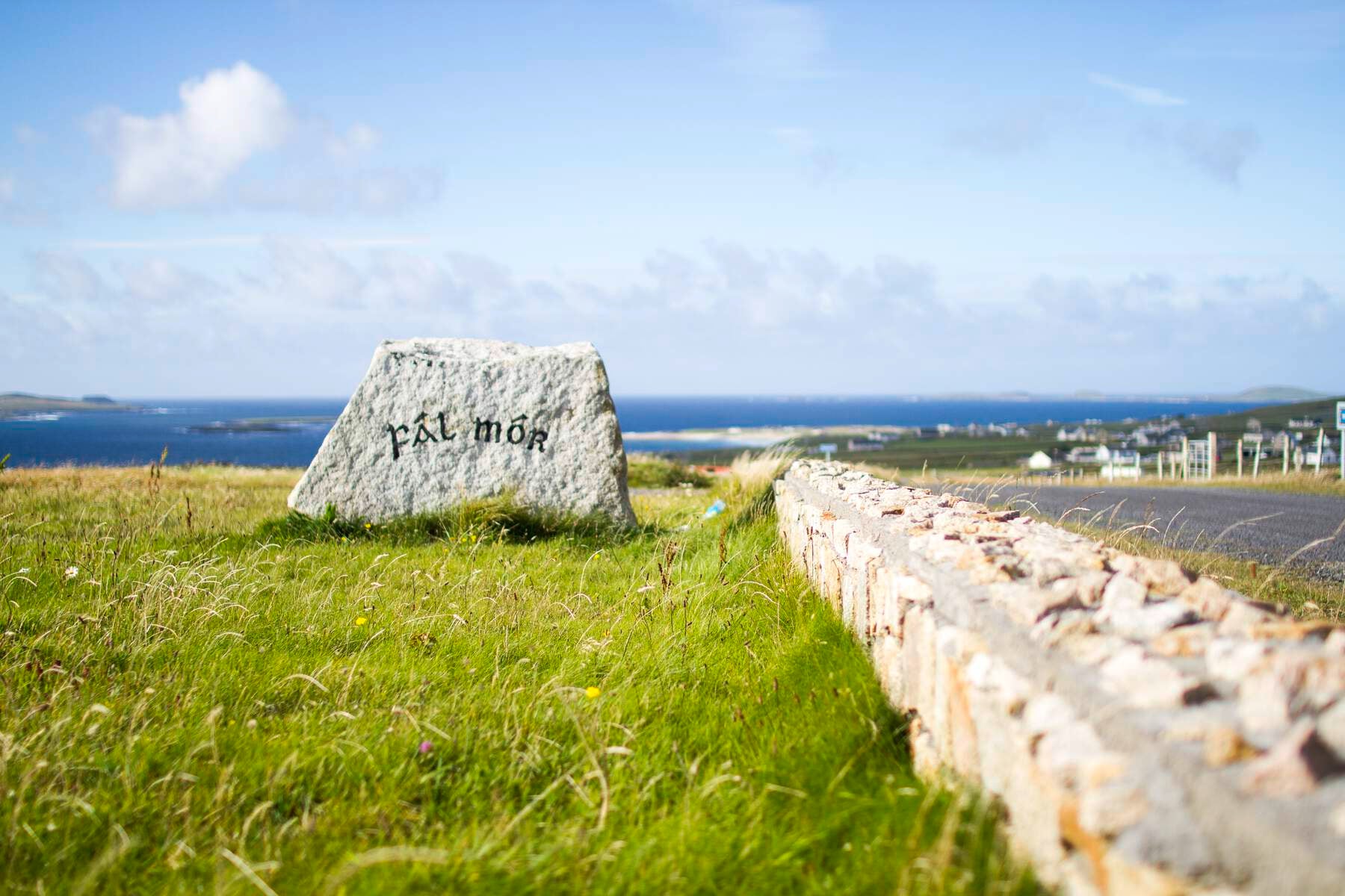 Fál Mór written on a stone in Belmullet, County Mayo.