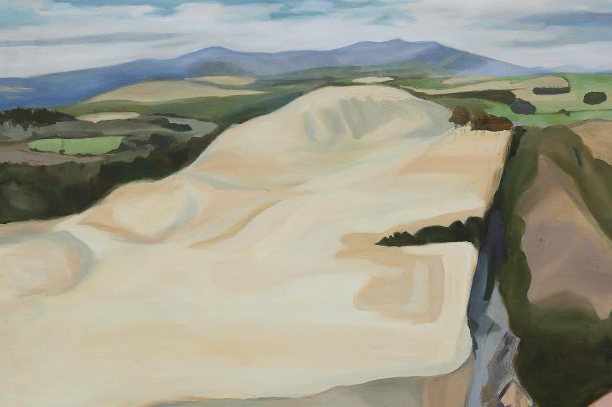 landscape painting predominantly featuring yellow