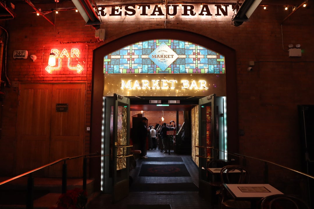 The Fade Street Market entrance at night