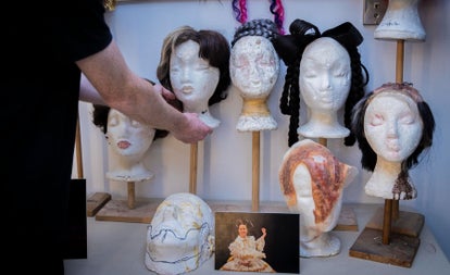 A backstage look at a display of costume hair accessories with Abbey Theatre Tours