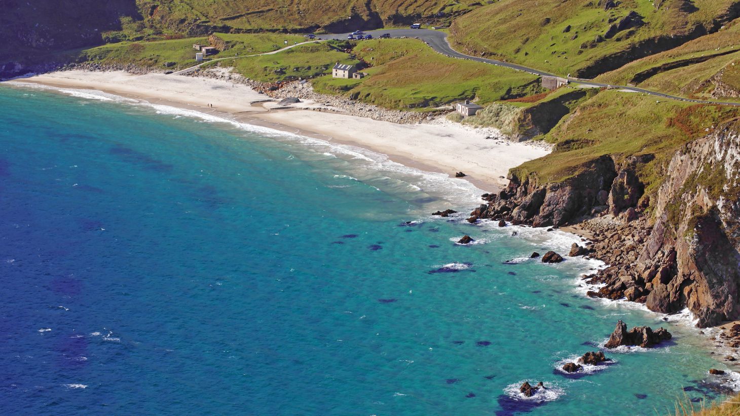 Sunny day and blue water at Keem Bay, Achill