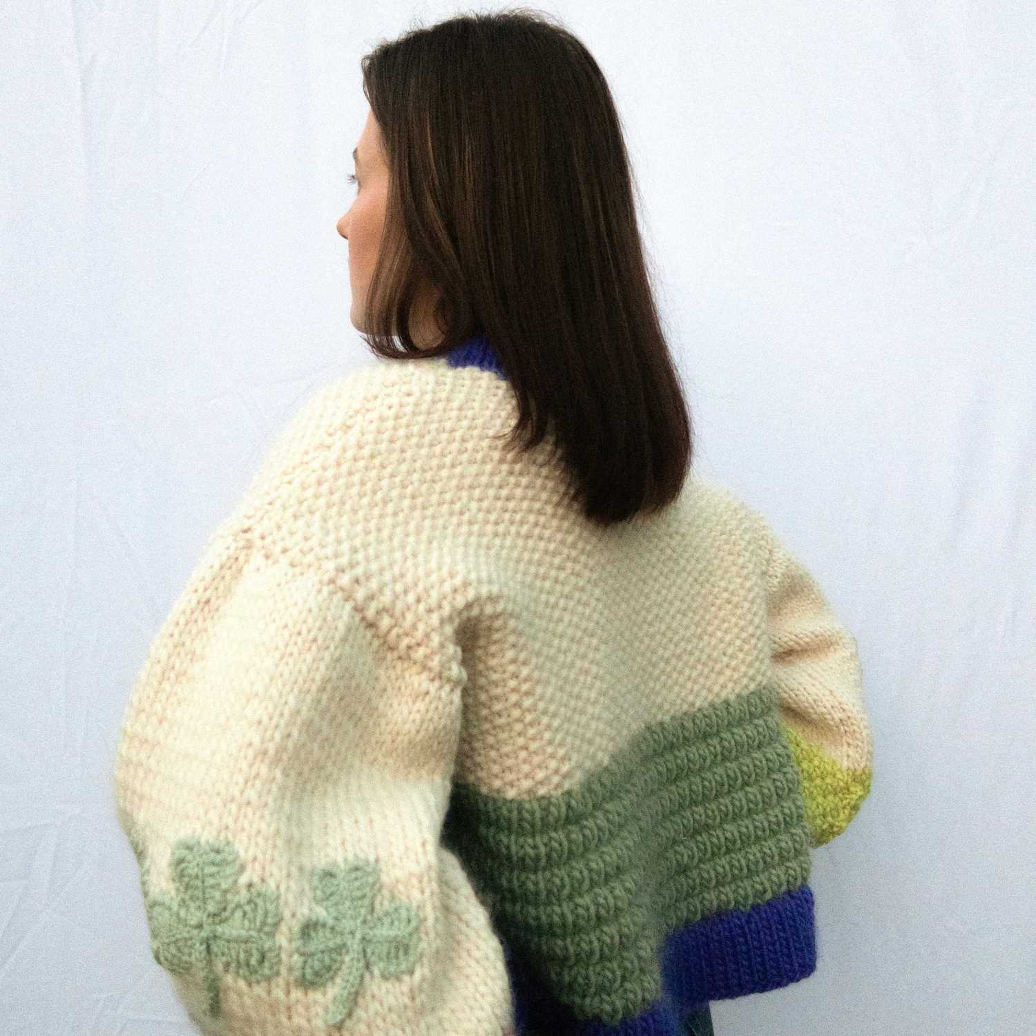 A Taylor Swift Aran cardigan designed by Gabrielle Malone.