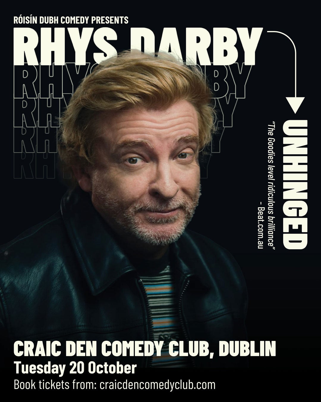 Come see legendary New Zealand comedian Rhys Darby this month as part of his Irish tour