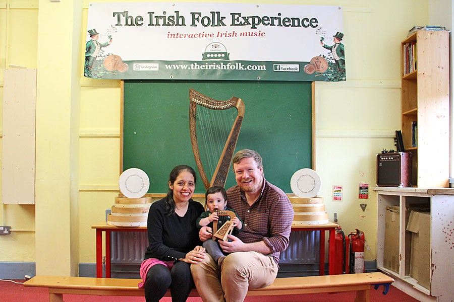 Irish Folk Experience family with bodhráns