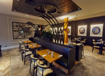 Seating area with tables and chairs