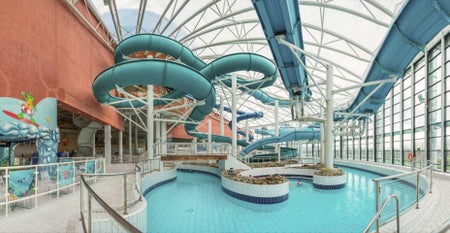 AquaZone at the National Aquatic Centre interior slide and lazy river