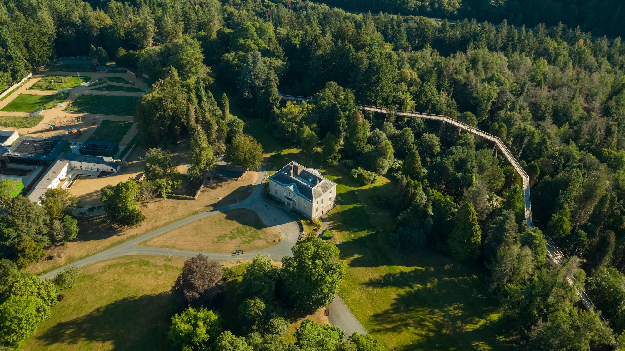 Aerial view of Avondale House in Co Wicklow