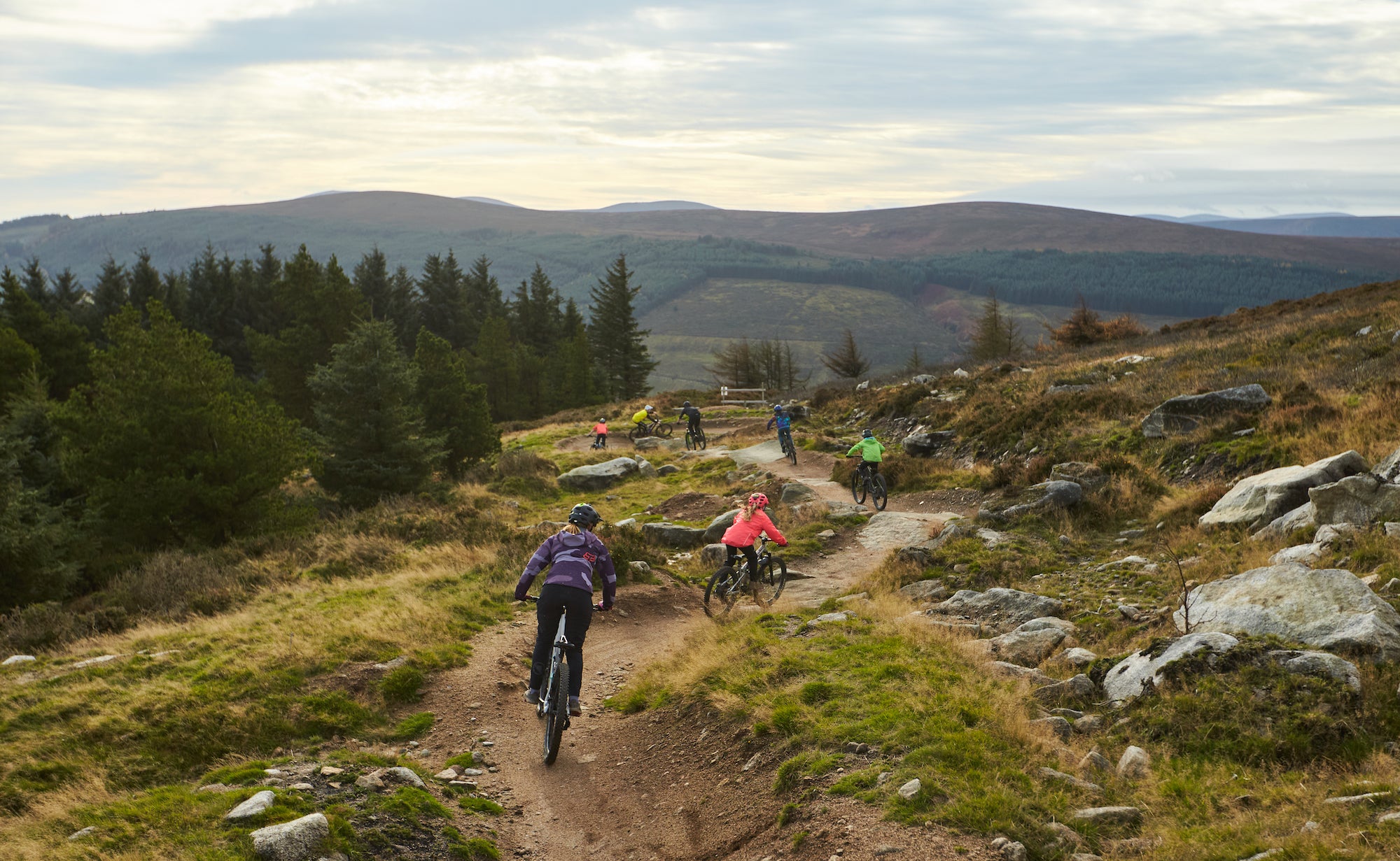 People mountain biking the trails in Ticknock, Co Dublin