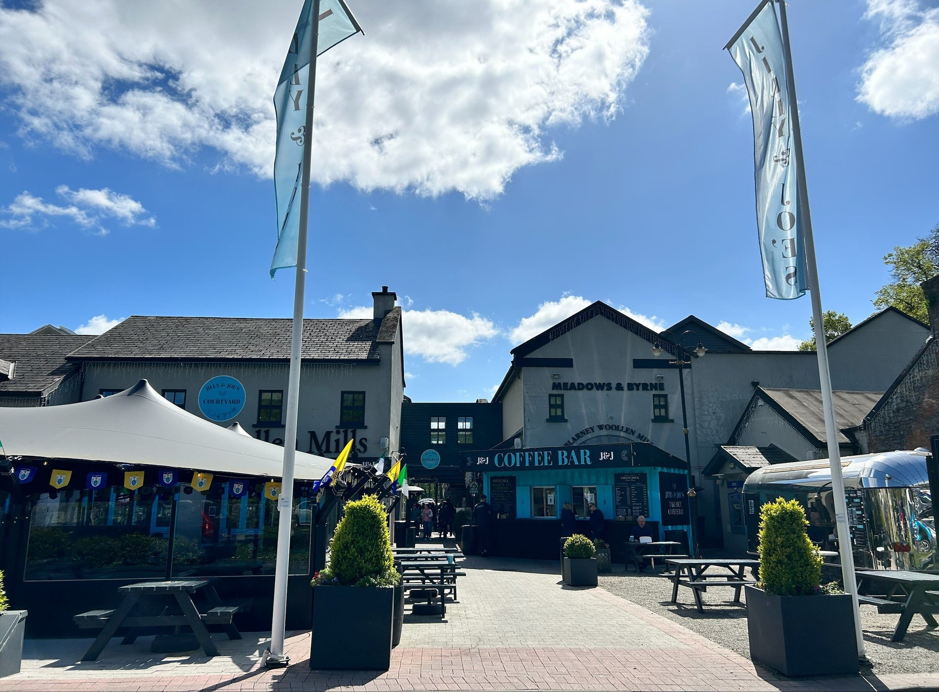 A group of shops in a courtyard