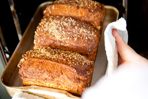 A selection of freshly baked breads at The Pavilion Garden Centre