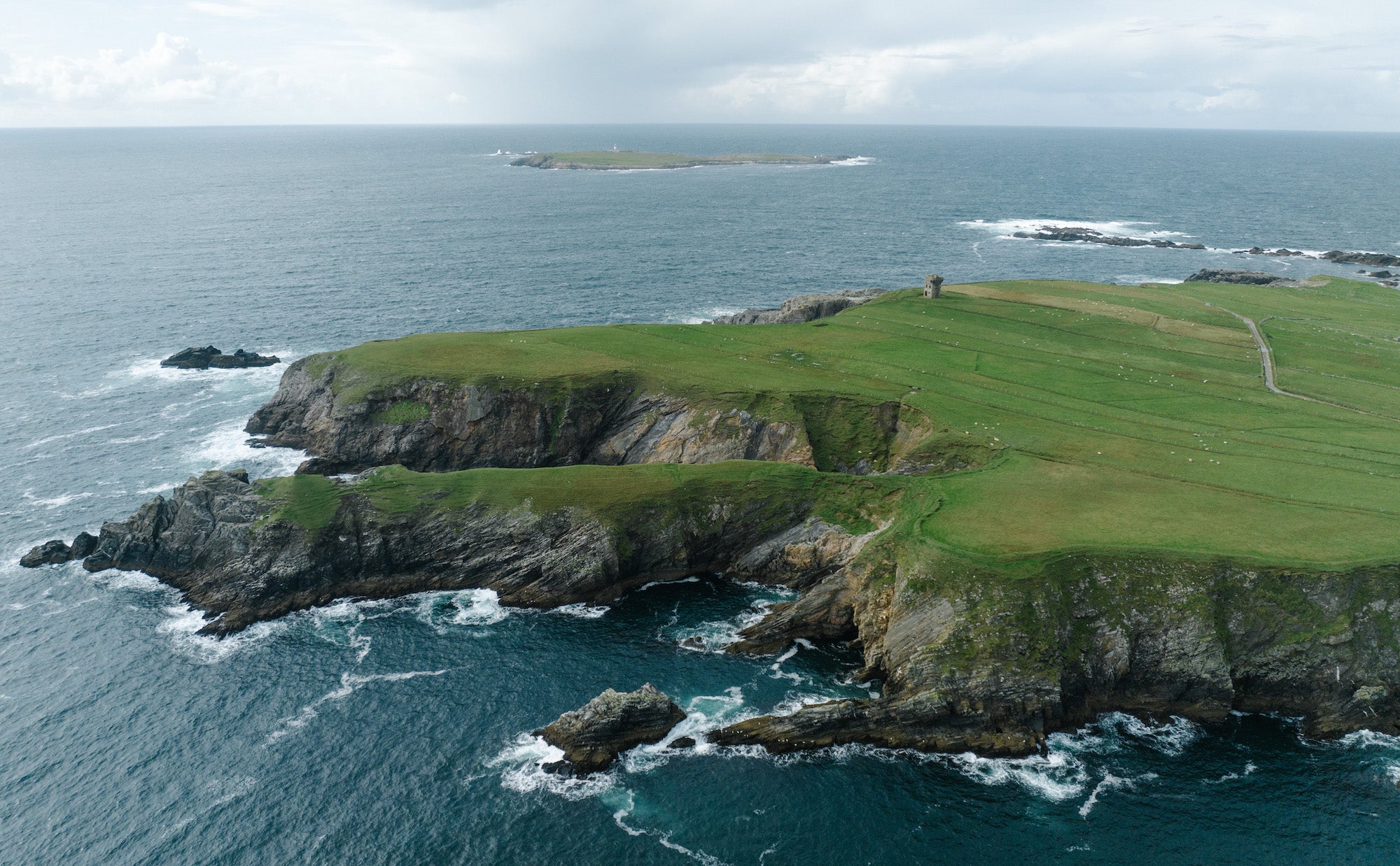Aerial view of Glen Head in Co Donegal