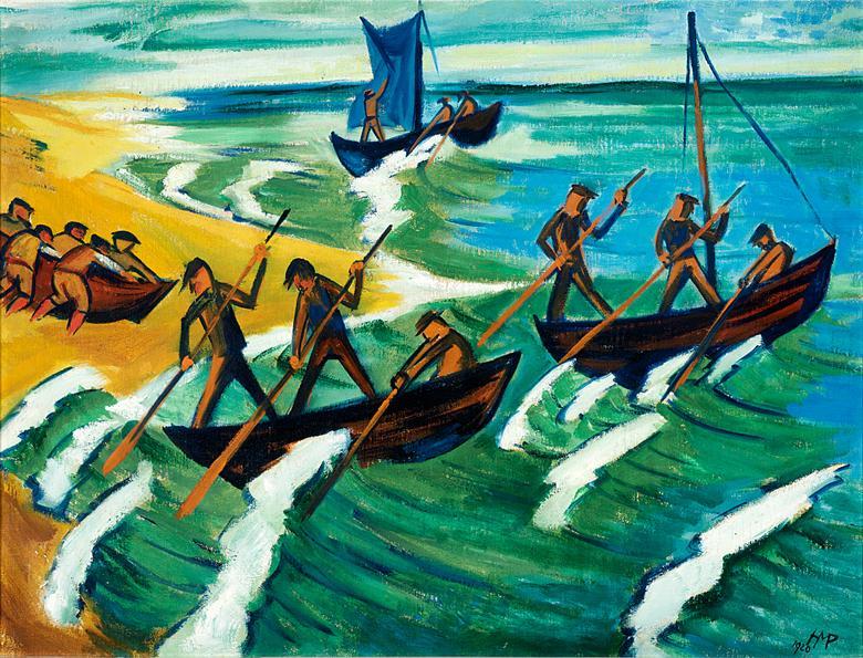 Max Pechstein, Departing Boats (Nidden) © Estate of Max Pechstein, VG Bild-Kunst Bonn/IVARO Dublin, 2019. Photo © National Gallery of Ireland