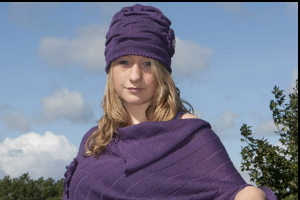 purple hat and poncho
