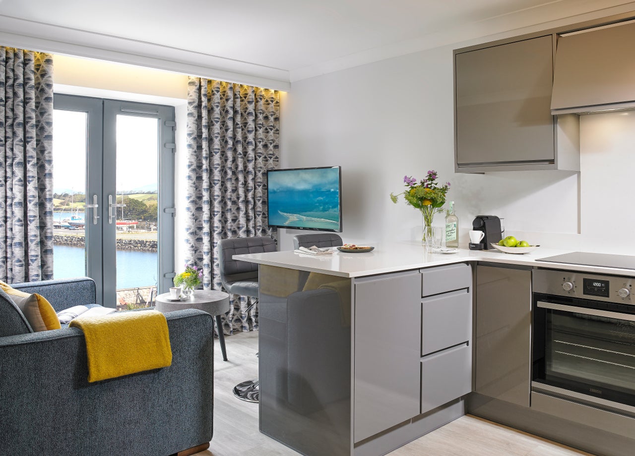 Kitchen and seating area